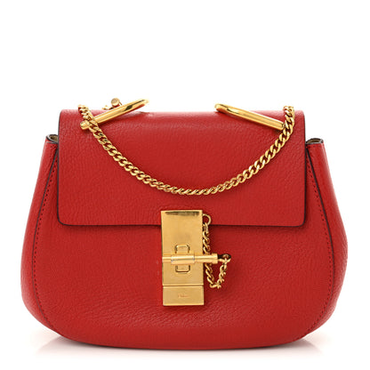 Chloe Grained Lambskin Mini Drew Shoulder Bag Plaid Red 1 of 11