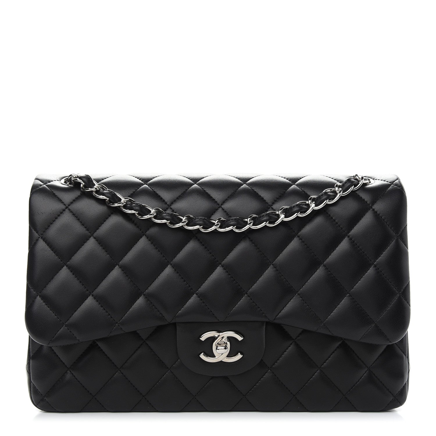 Chanel Lambskin Quilted Jumbo Double Flap Black 1 of 9
