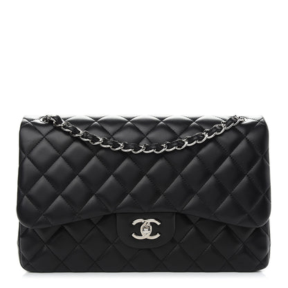 Chanel Lambskin Quilted Jumbo Double Flap Black 1 of 9