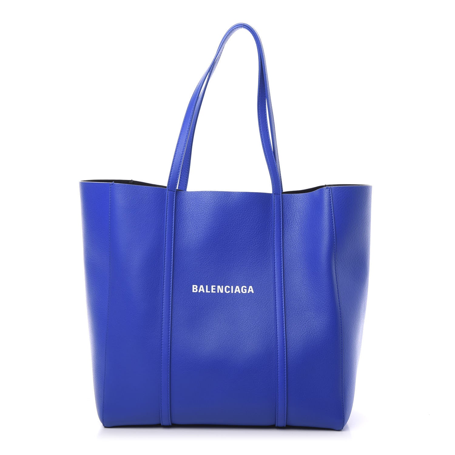 Balenciaga Smooth Calfskin Logo Double Sided Small Everyday Tote Bleu Prim Black 1 of 8