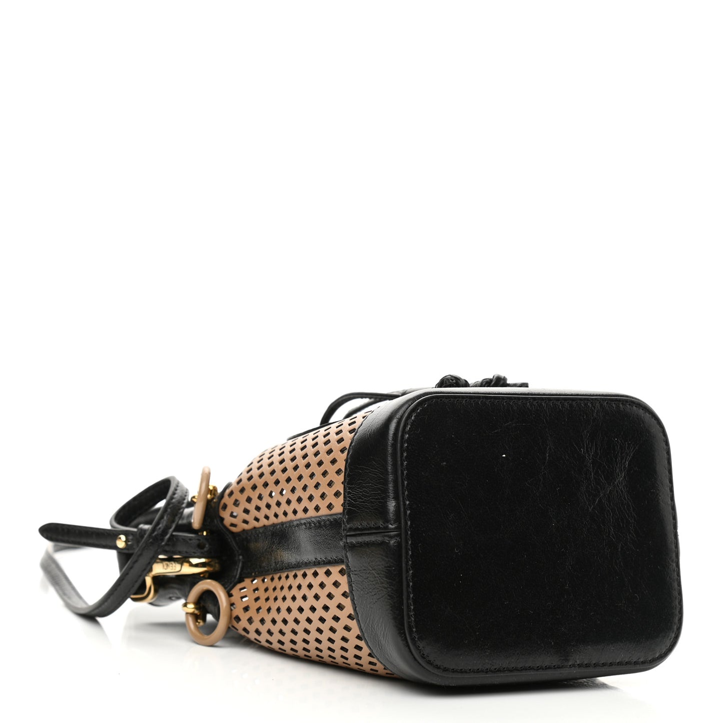 Vitello Liberty Glossy Lambskin F is Fendi Perforated Mini Mon Tresor Bucket Bag Sand Mimosa Black