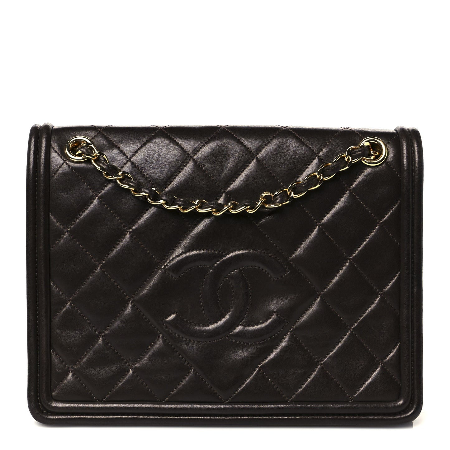 Lambskin Quilted Timeless CC Single Flap Brown