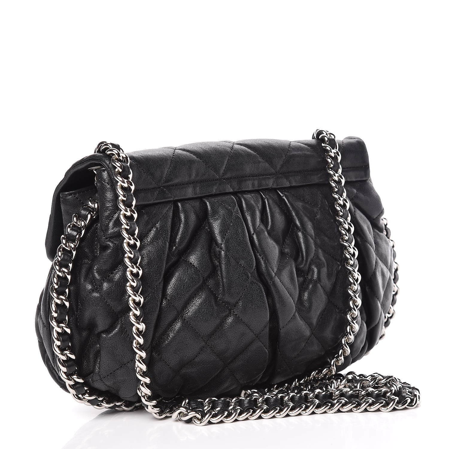 Chanel Washed Lambskin Quilted Medium Chain Around Messenger Black 3 of 14