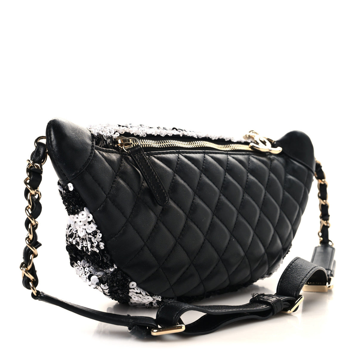 Sequin Coco Cuba Waist Bag Fanny Pack Black White