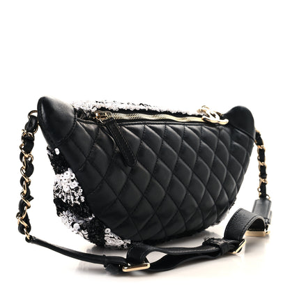 Chanel Sequin Coco Cuba Waist Bag Fanny Pack Black White 3 of 12