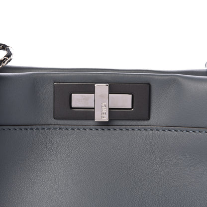 Fendi Vitello Seta Shiny Nappa Medium Peekaboo Iconic Satchel Tempesta Grigio Perla 8 of 10