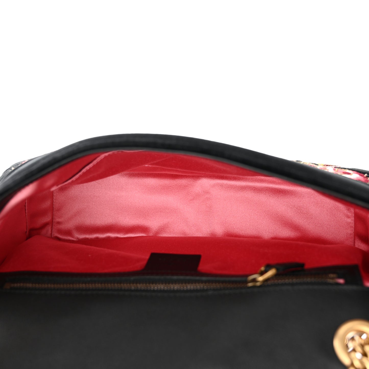 Velvet Matelasse Loved Embroidered Medium GG Marmont Shoulder Bag Black