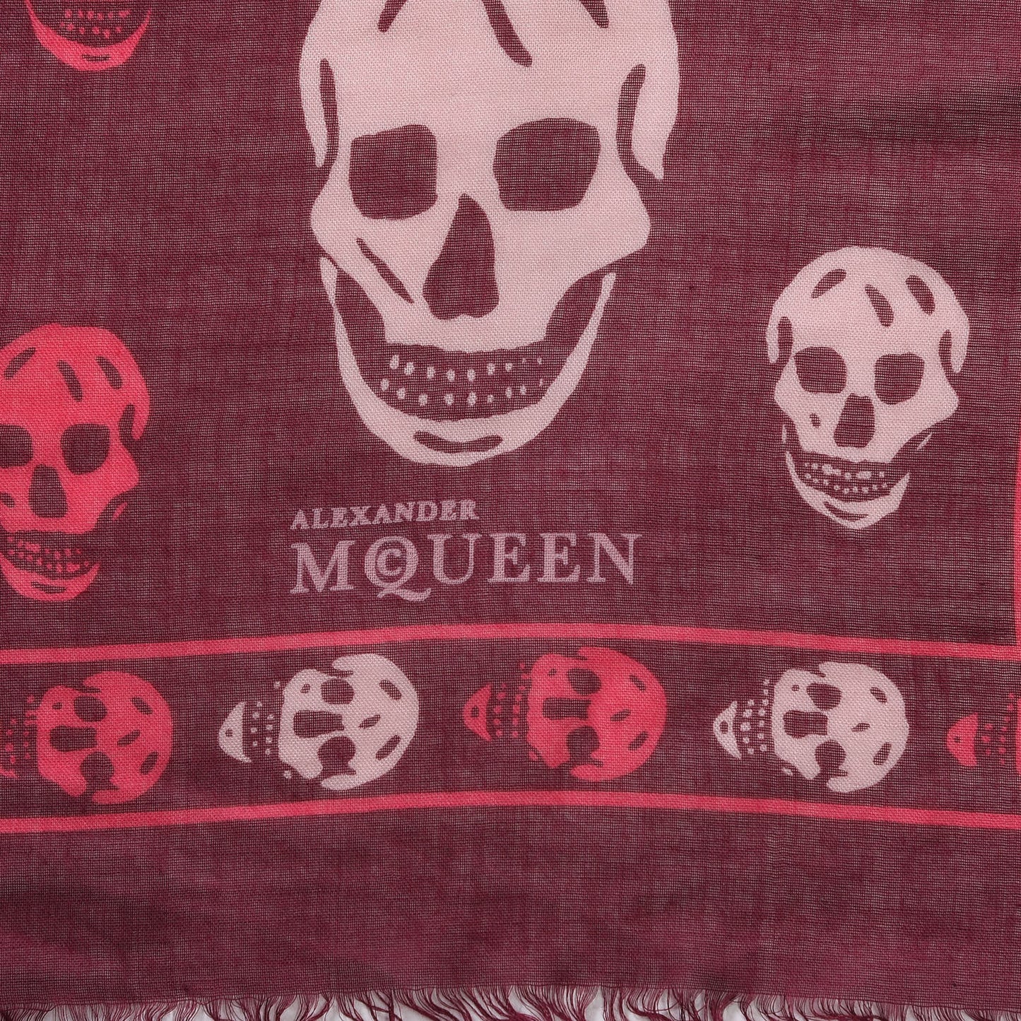 Modal Silk Skull Scarf Burgundy Pink