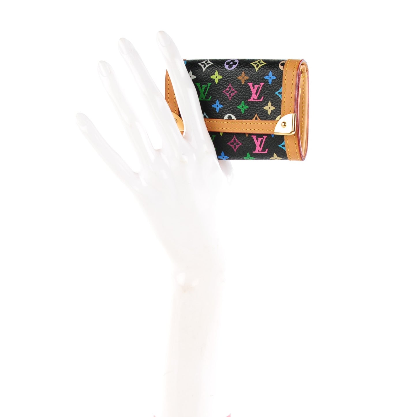 Monogram Multicolor Porte-Monnaie Plat Coin Purse Black