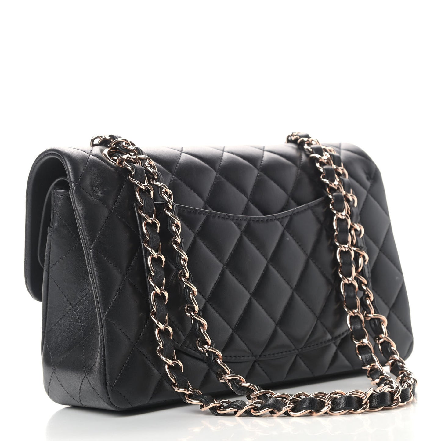 Lambskin Quilted Small Double Flap Black