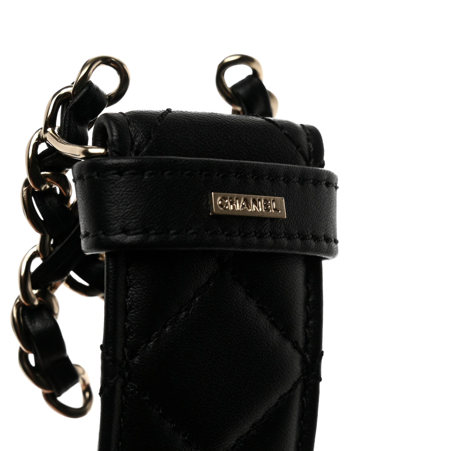 Calfskin Quilted CC Chain Belt 75/30 Black