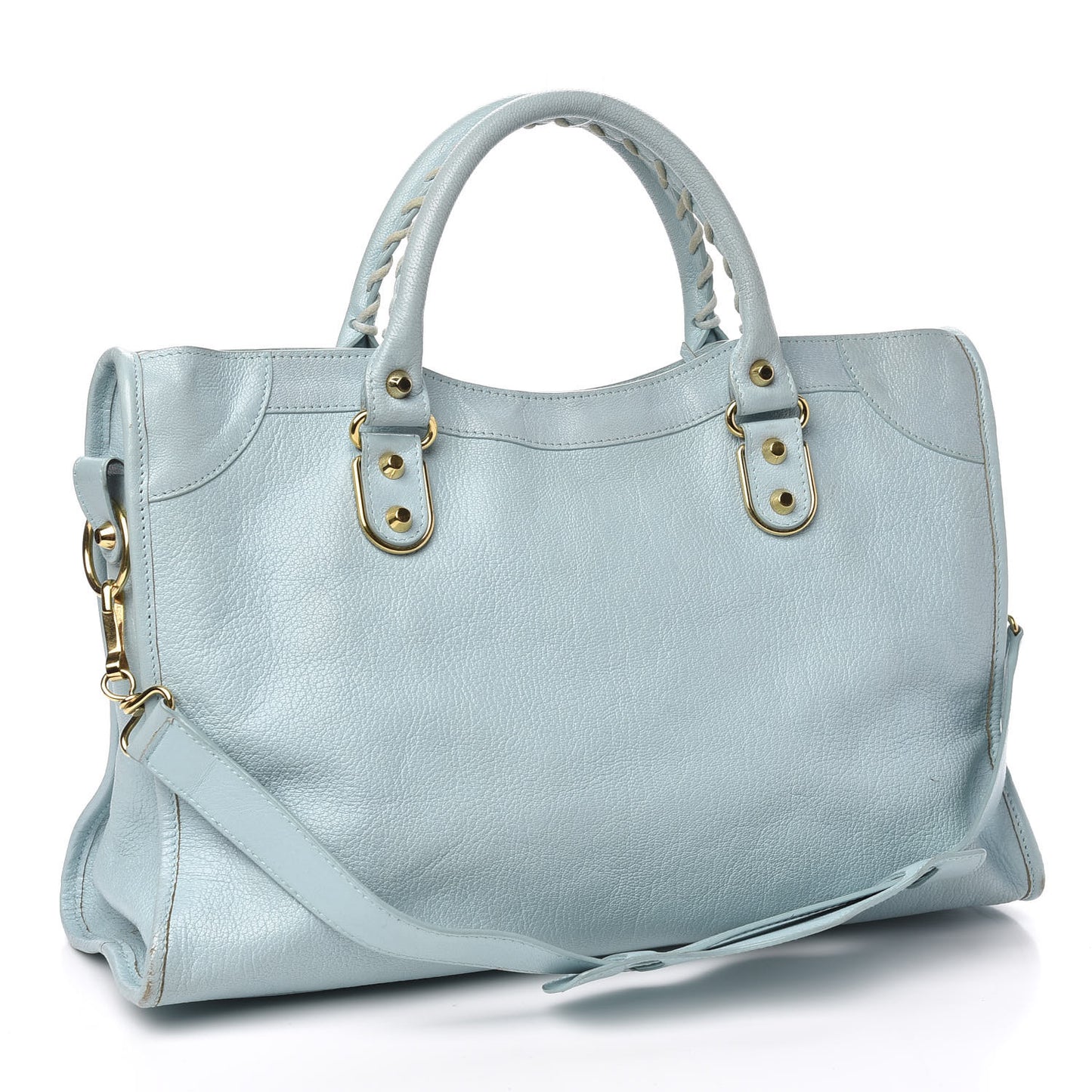 Chevre Gold Metallic Edge Hardware City Bleu Azur