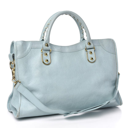 Balenciaga Chevre Gold Metallic Edge Hardware City Bleu Azur 2 of 12