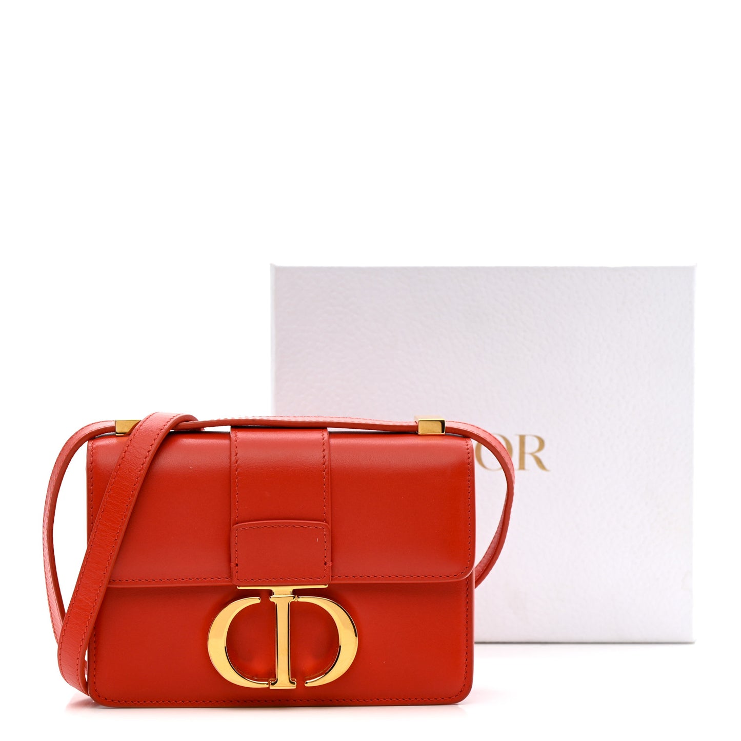 Smooth Calfskin Micro 30 Montaigne Flap Bag Orange