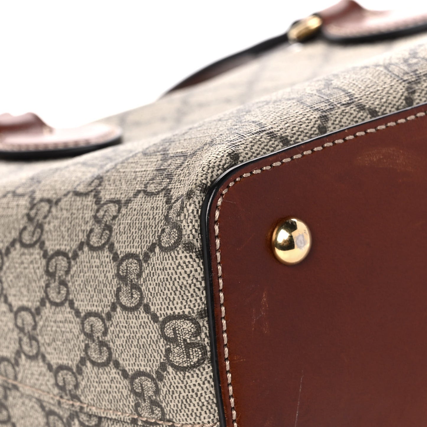 GG Supreme Monogram Linea A Foldover Tote Brown