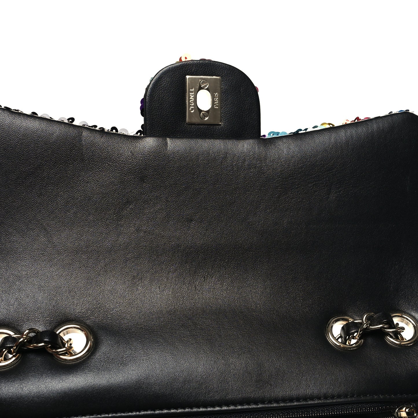 Sequin Medium Single Flap Blue Black Multicolor