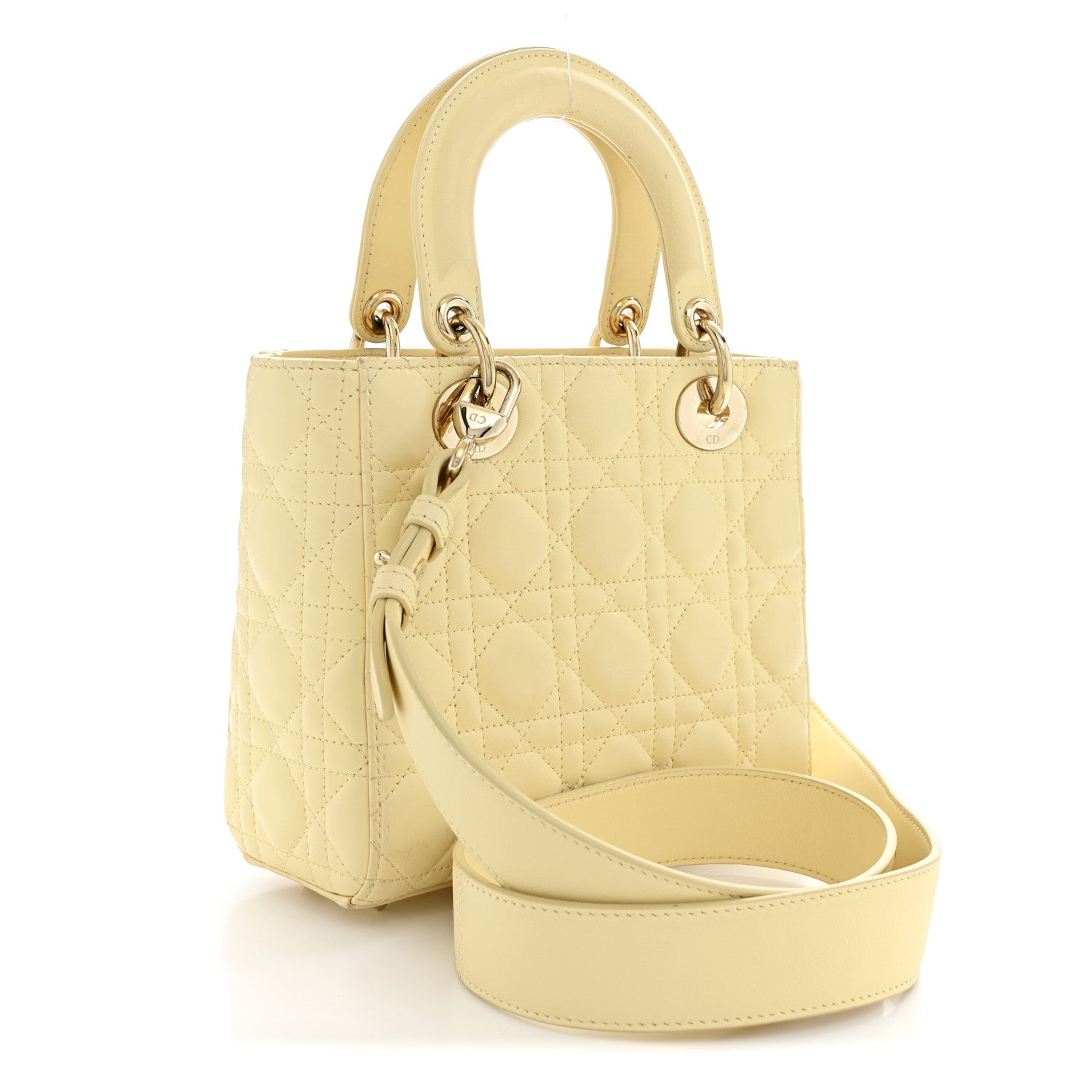 Christian Dior Lambskin Cannage Small My ABCDior Lady Dior Soft Yellow 3 of 16