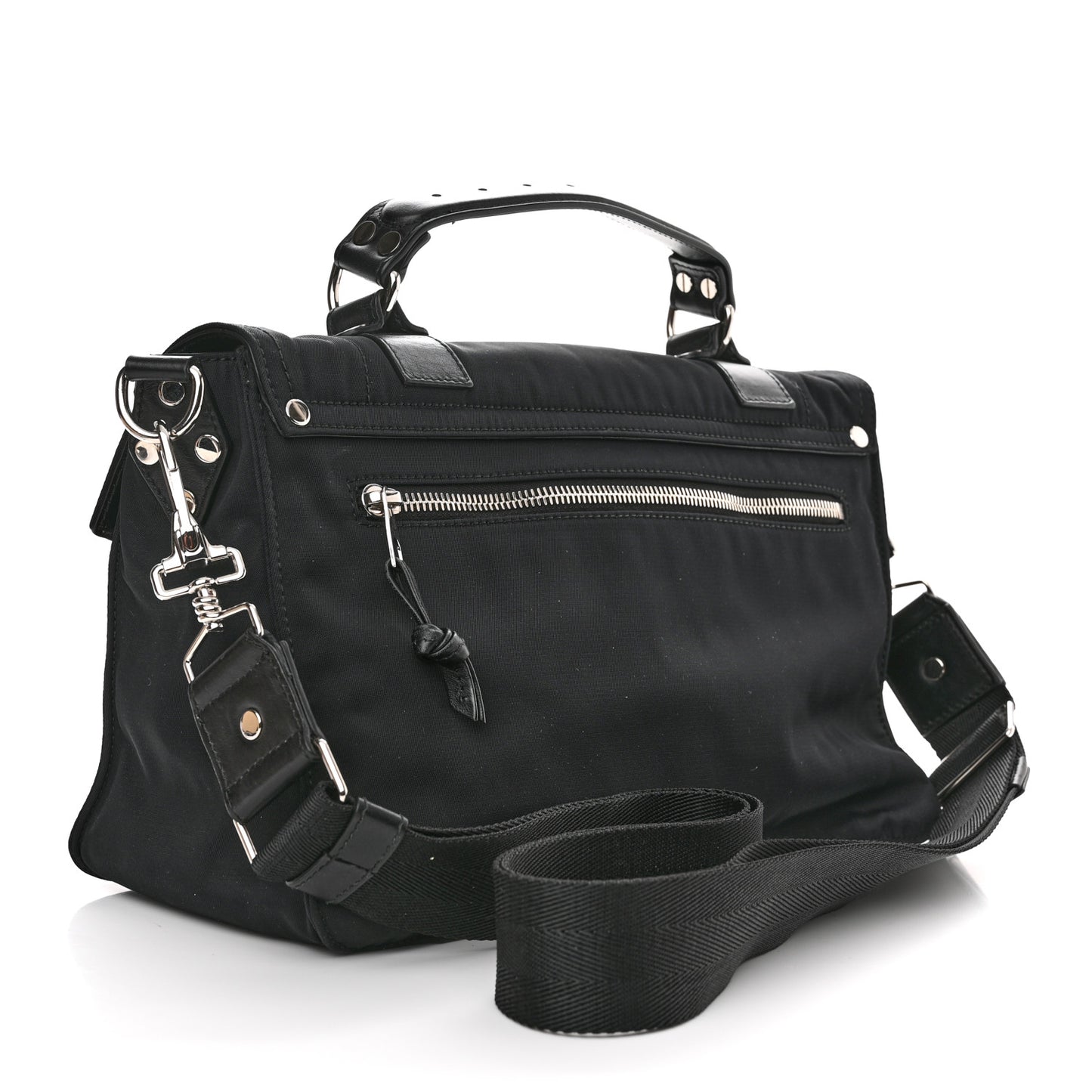 Nylon Calfskin Medium PS1 Satchel Black