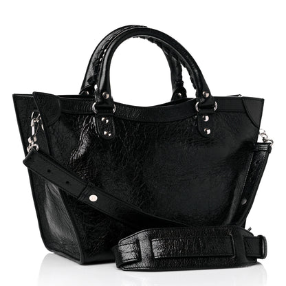 Balenciaga Agneau Arena Neo Classic Silver Hardware Medium Upside Down Tote Black 3 of 9