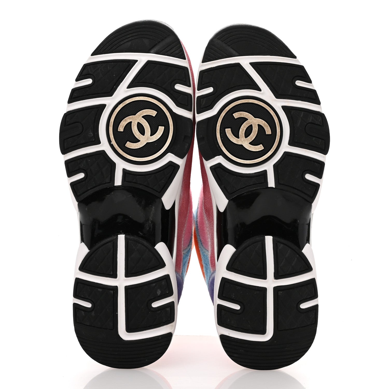 Chanel Fabric Suede Calfskin CC Sneakers 39 White Multicolor 6 of 8