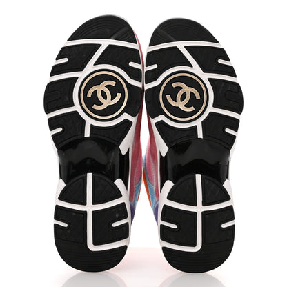 Chanel Fabric Suede Calfskin CC Sneakers 39 White Multicolor 6 of 8