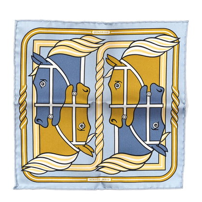 Hermes Silk Quadrige II Nano Scarf 20 Bleu Ciel Gold Bleu Jean 1 of 4