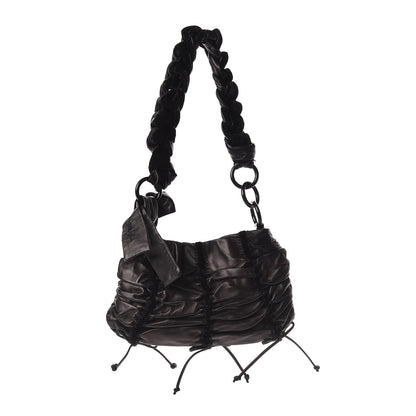 Prada Nappa Velvet Drawstring Shoulder Bag Black 1 of 9