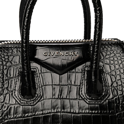 Givenchy Calfskin Crocodile Embossed Mini Antigona Black 8 of 12