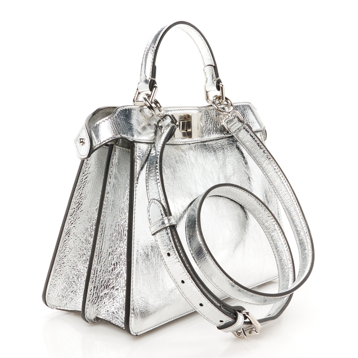 Rock Millenium Laminata Small Peekaboo I SEE U Satchel Argento