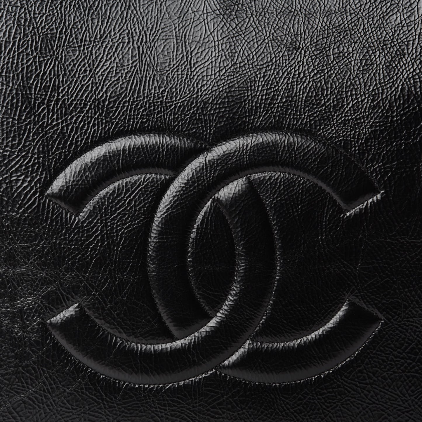 Shiny Aged Calfskin North South Shopping Bag Black