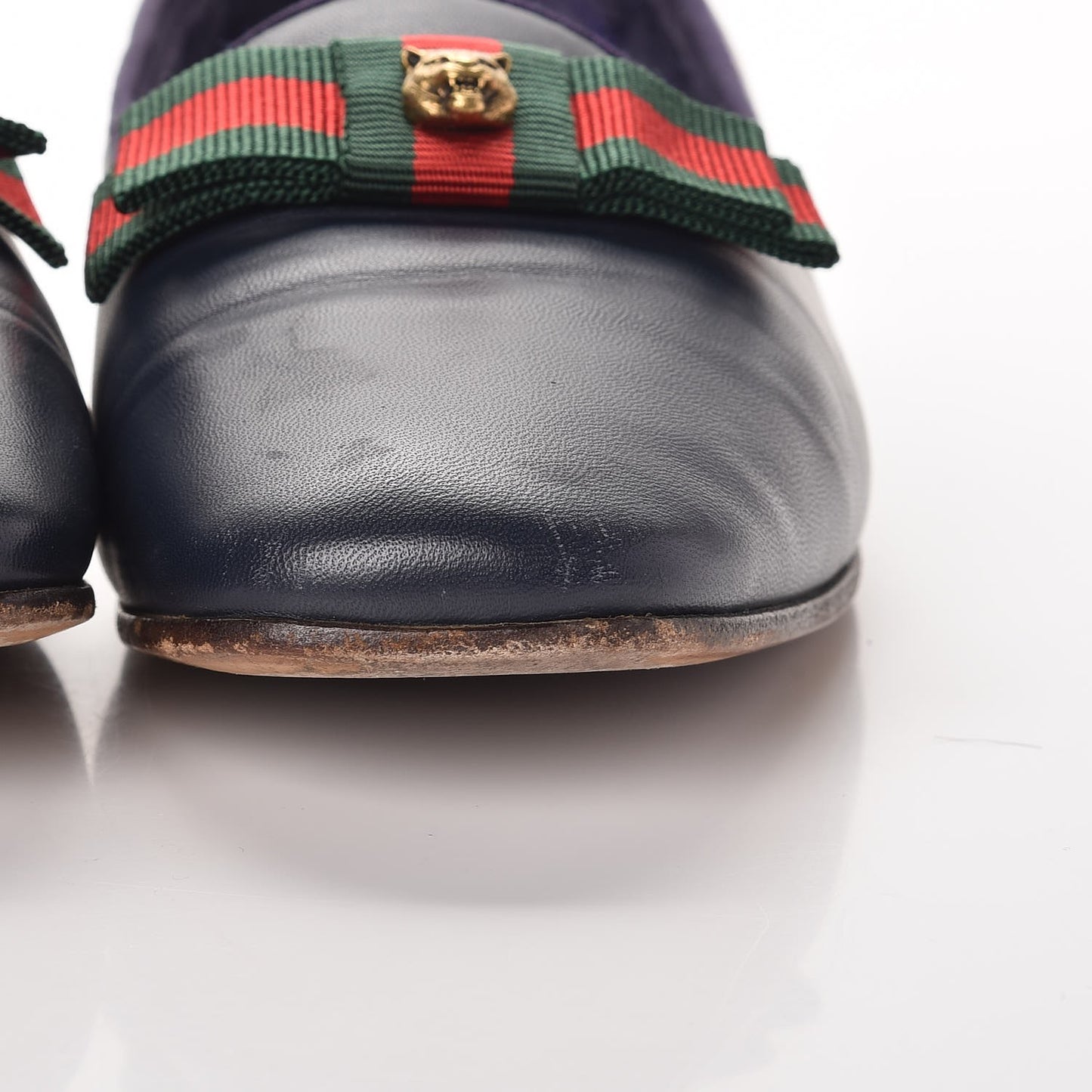 Calfskin Grosgrain Gallipolli Bow Loafers 38 Navy
