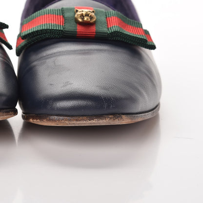 Gucci Calfskin Grosgrain Gallipolli Bow Loafers 38 Navy 16 of 18