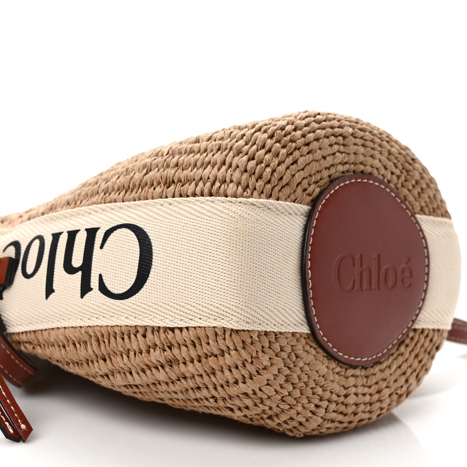 Chloe Raffia Calfskin Small Woody Basket Bag Brown 8 of 9