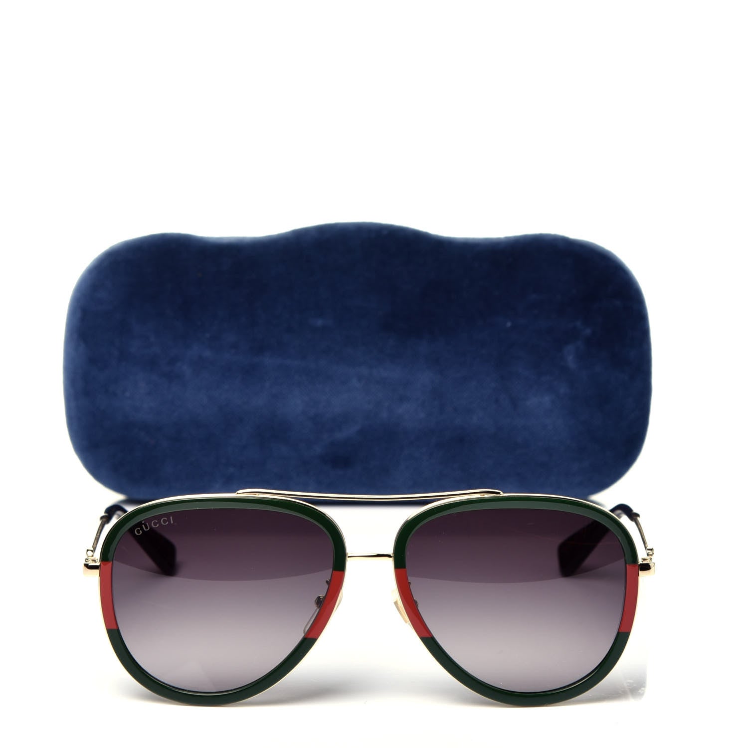 Gucci Web Aviator Sunglasses GG0062S Green Red 8 of 8