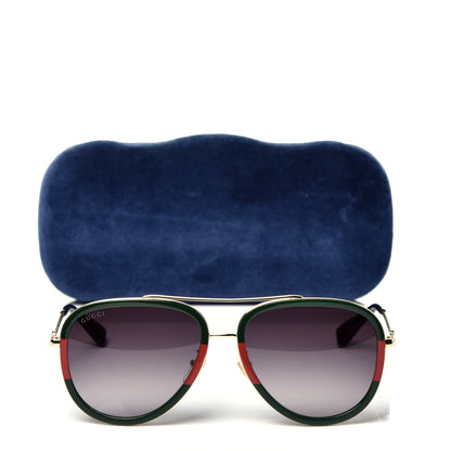 Gucci Web Aviator Sunglasses GG0062S Green Red 8 of 8