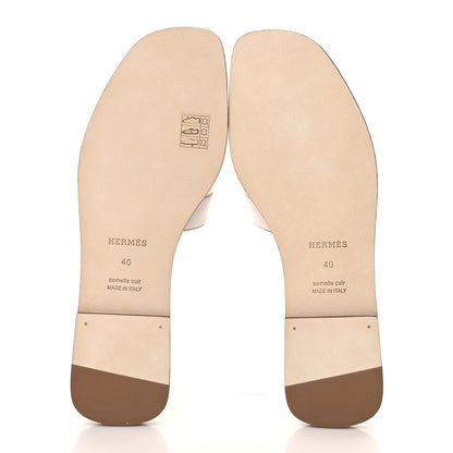 Hermes Box Calfskin Oran Sandals 40 White 5 of 9