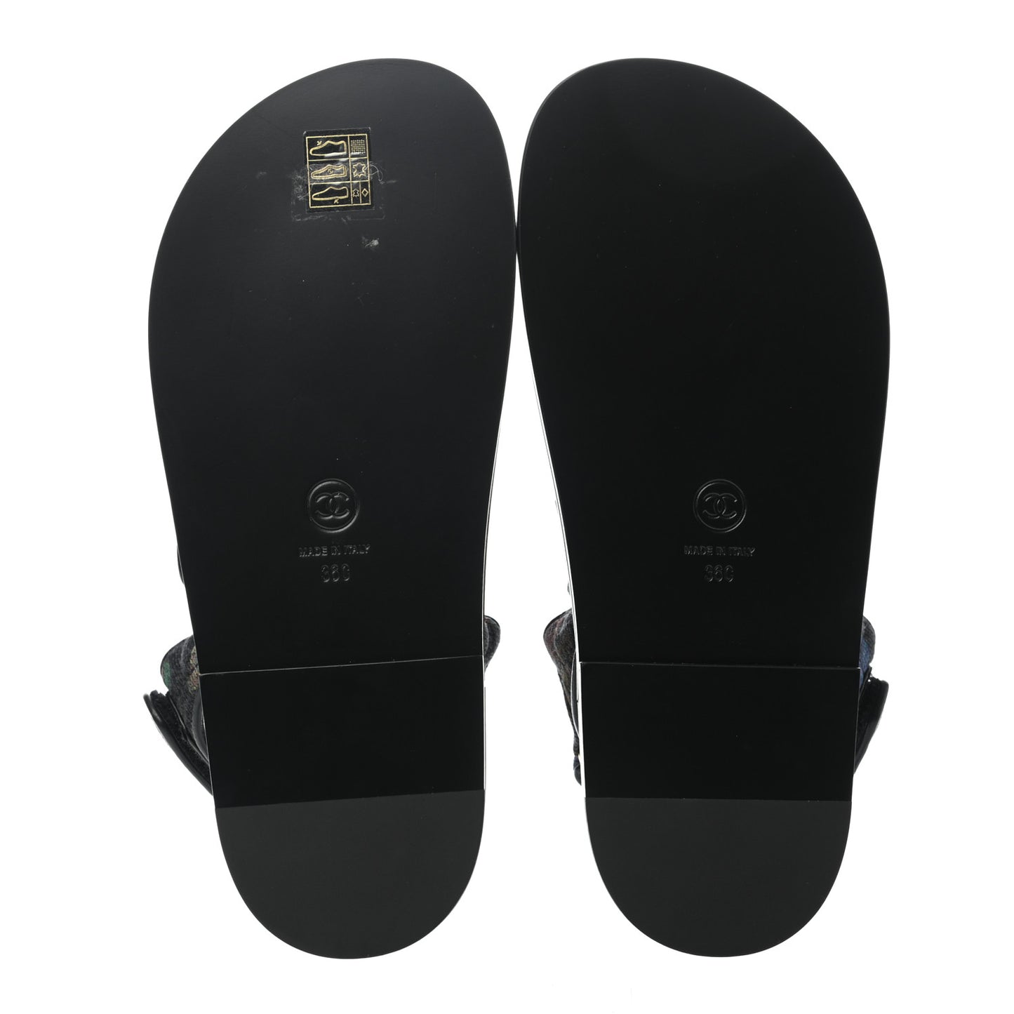Denim Quilted Dad Sandals 36 Black Multicolor