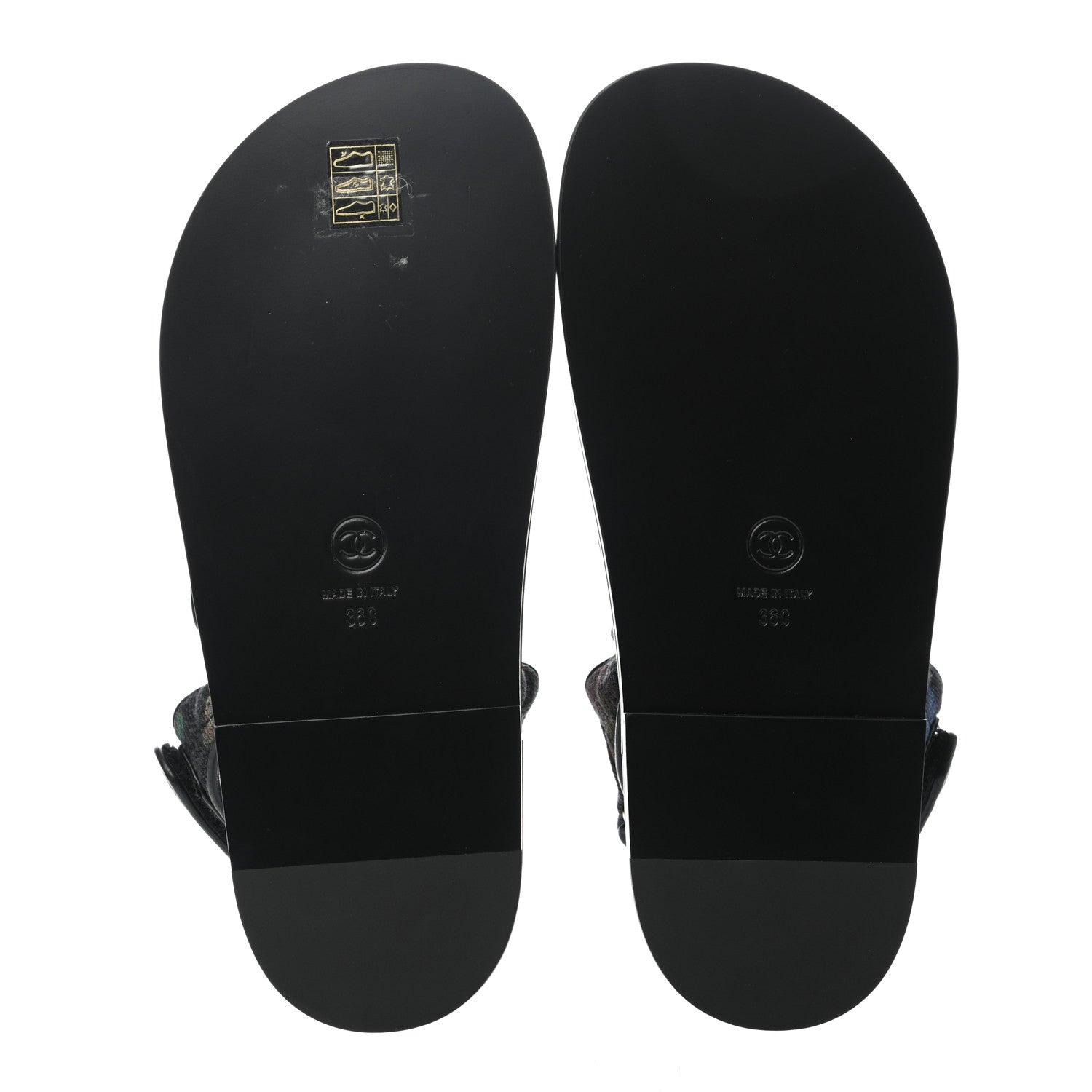 Chanel Denim Quilted Dad Sandals 36 Black Multicolor 4 of 6