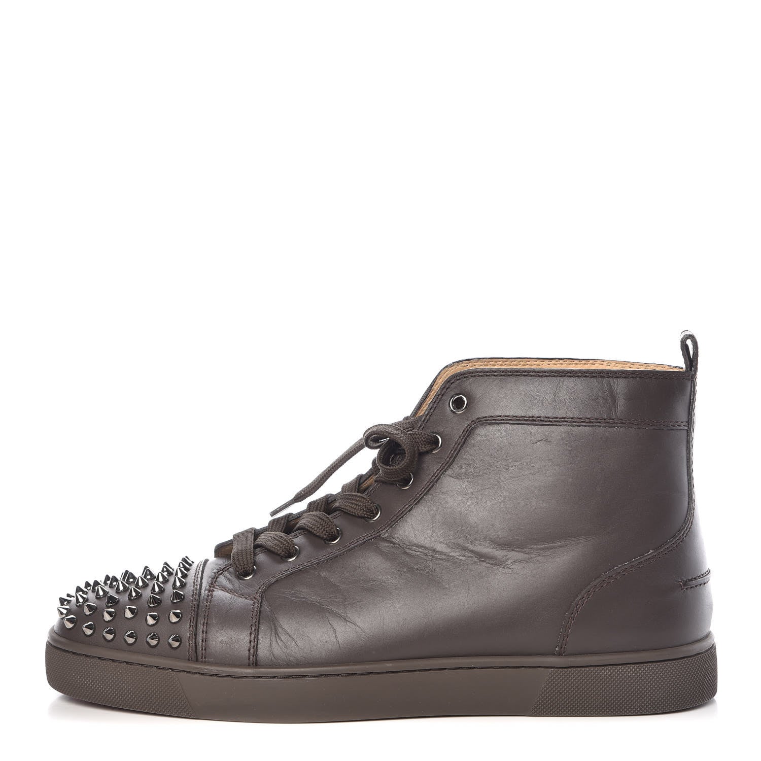 Christian Louboutin Calfskin Spikes Mens Lou Flat Sneakers 43.5 Grey 1 of 12