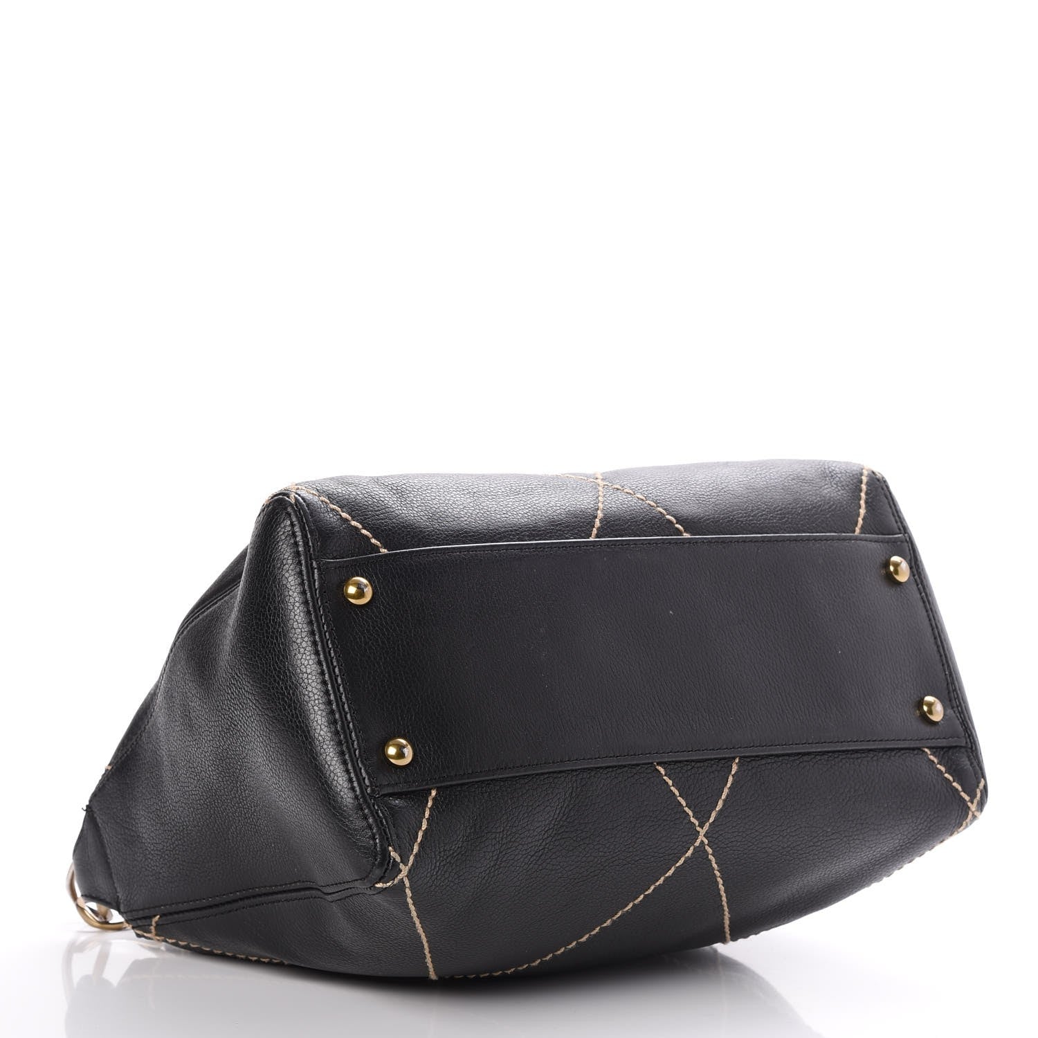 Chanel Calfskin Contrast Stitch Shoulder Bag Black 4 of 7
