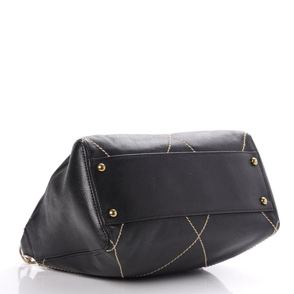 Chanel Calfskin Contrast Stitch Shoulder Bag Black 4 of 7