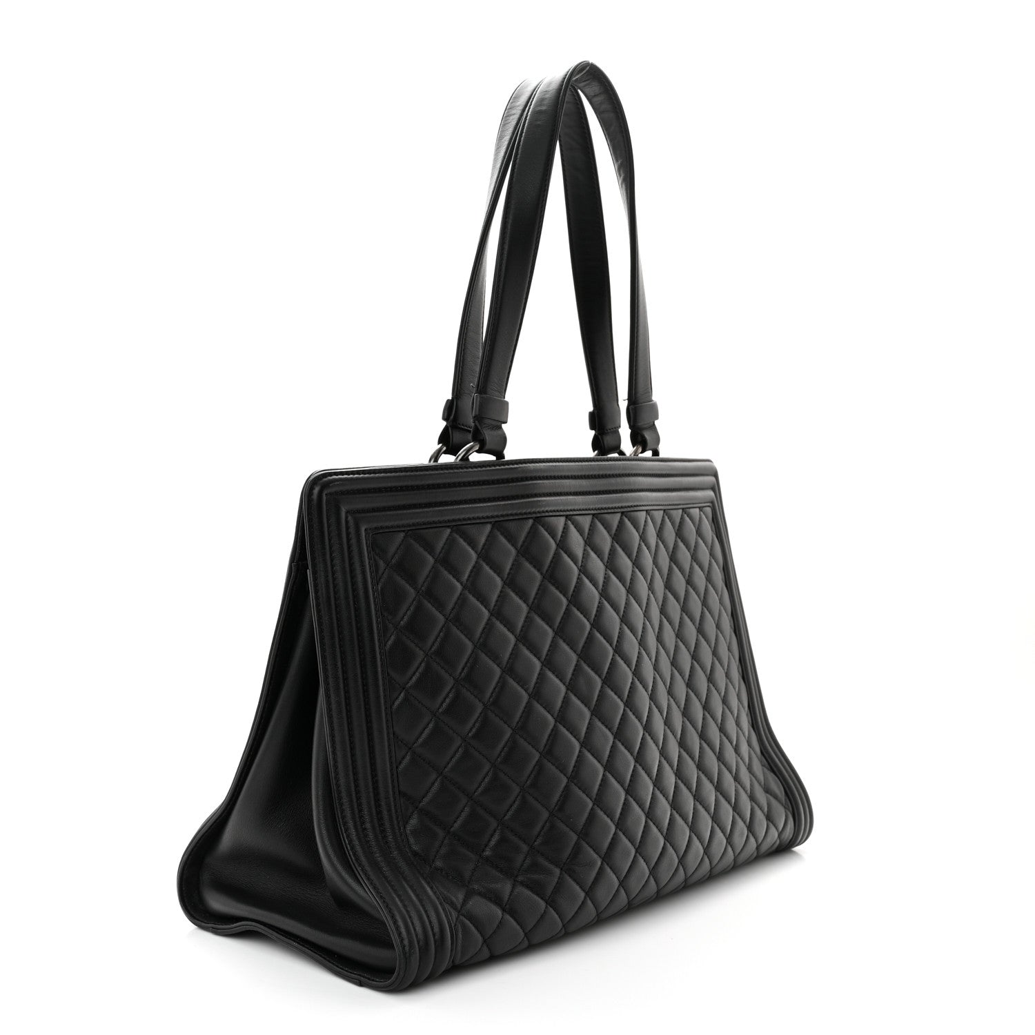 Chanel Calfskin Quilted Boy Shopping Tote Black 3 of 11