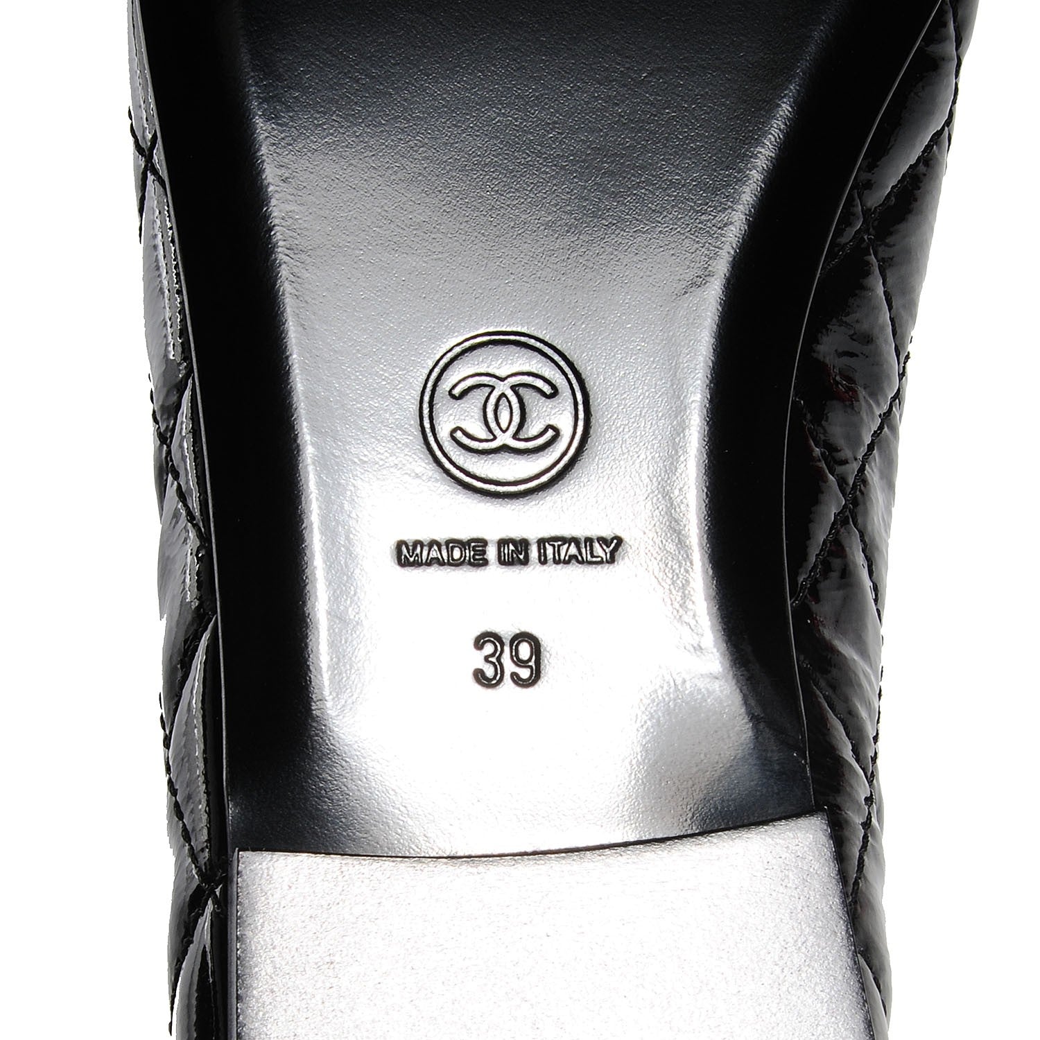 Chanel Patent Quilted Cap Toe Ballerina Flats 39 Black 6 of 8