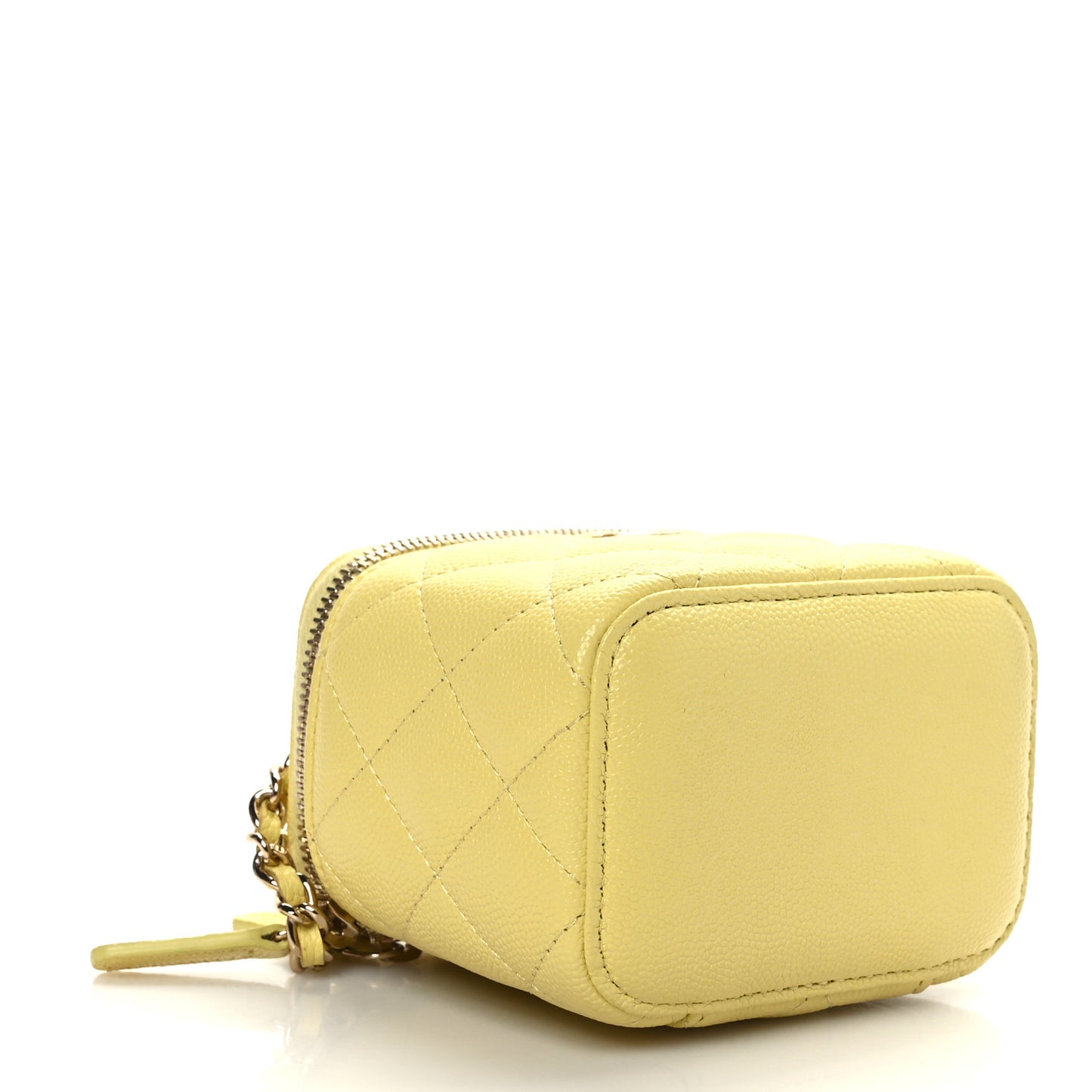 Caviar Quilted Mini Vanity Case With Chain Yellow