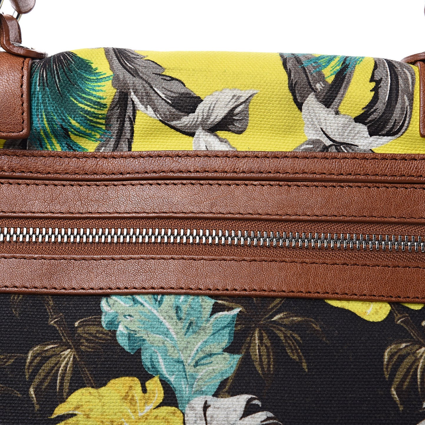 Canvas Tropical Printed Medium PS1 Satchel Brown