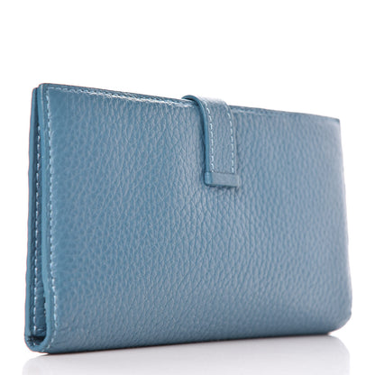 Hermes Taurillon Clemence Bearn Wallet Blue Jean 3 of 12