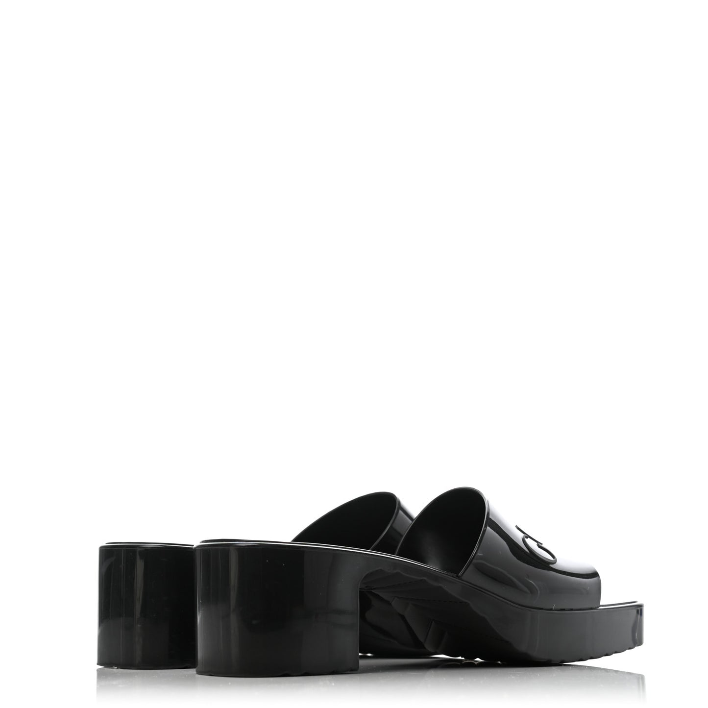 Rubber Gucci Logo Womens Platform 20/60mm Slide Sandals 38 Black