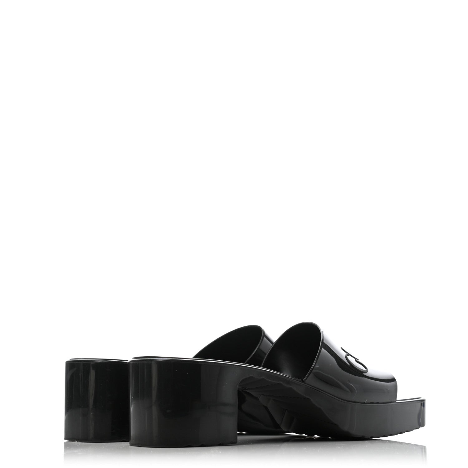Gucci Rubber Gucci Logo Womens Platform 20/60mm Slide Sandals 38 Black 4 of 6