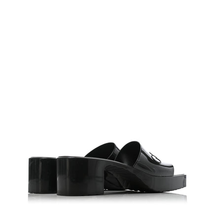 Gucci Rubber Gucci Logo Womens Platform 20/60mm Slide Sandals 38 Black 4 of 6
