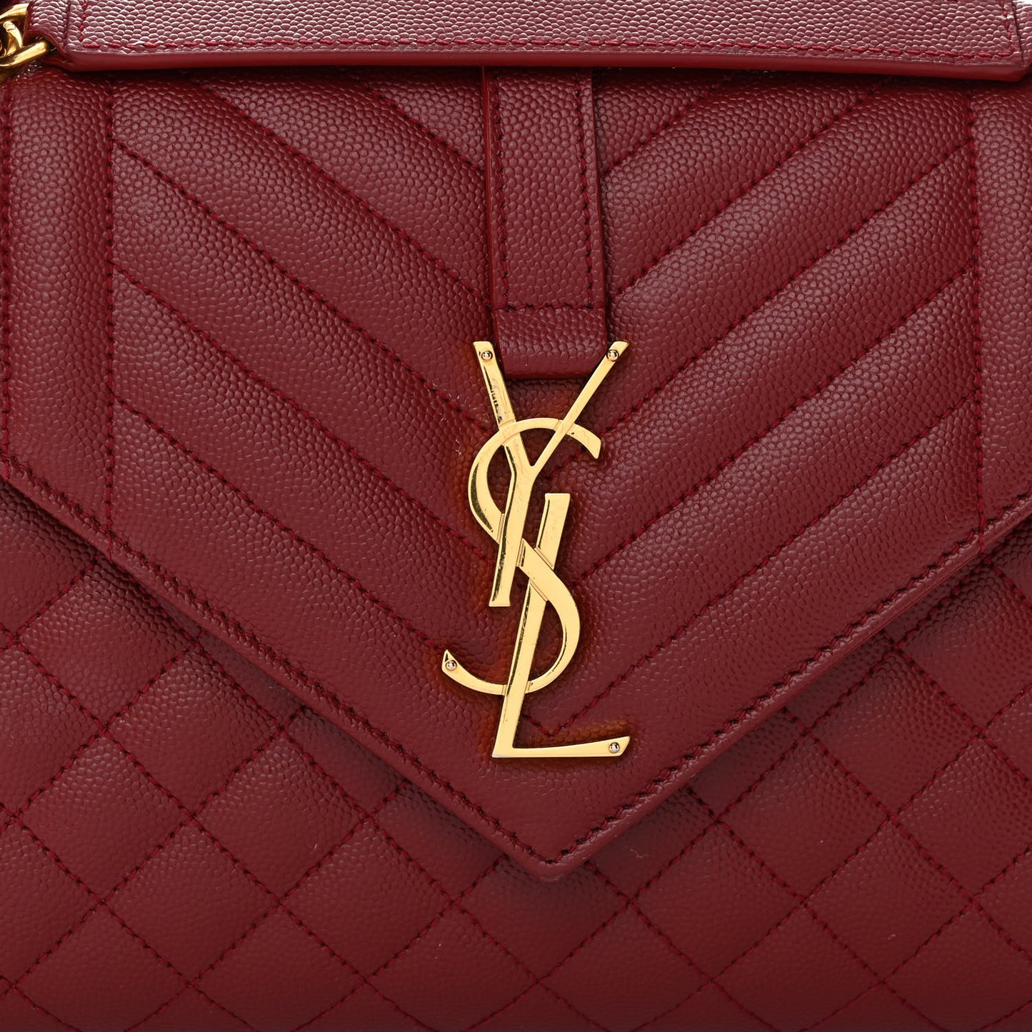 Grain De Poudre Textured Mixed Matelasse Triquilt Medium Monogram Satchel Oxblood